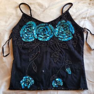 CACHÉ black beaded top. Size:Small